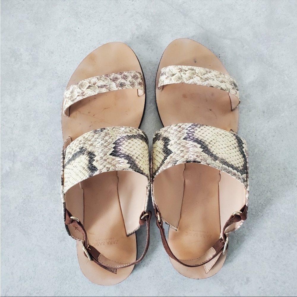 ZARA basic snake embossed sandals